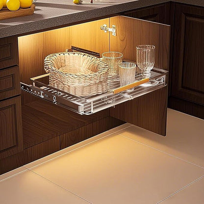 1 Pack Expandable Pull Out Cabinet Organizer，Side Mounting 16.3~26.3"x17.3"Cabinet Pull Out Shelves, Expandable Slide Out Spice Rack for Kitchen Bathroom Office