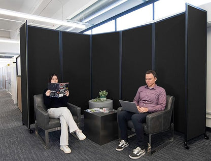 Versare Room Divider 360 Portable Wall Partition | Folding Panels | Large Freestanding Divider | Locking Wheels | Temporary Room Separator