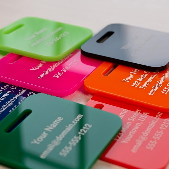 Custom Luggage Tags (3 or 6 Pack) - Personalized Unique Suitcase & Backpack Travel, Durable, Waterproof & Heavy Duty (Orange)