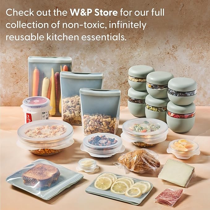 W&P Porter Bowl Lunch Container w/ Protective Non-slip Exterior, Blush 1 Liter | Lid & Snap-tight Silicone Strap | Food Storage, Bento Box, Meal Prep | BPA-Free Ceramic
