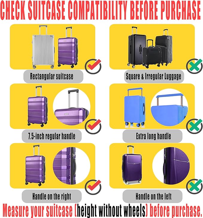Suitcase Covers for Luggage – TSA Approved Clear PVC Luggage Protector Cover, Thick Transparent Waterproof Sleeve with Large Hook and Loop Closure, Fits 20" Wheeled Suitcases