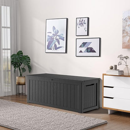 Heavy-Duty 270 Gallon Waterproof Deck Storage Box, Outdoor Storage for Garden & Patio, Lockable Resin Storage Chest for Pool Accessories, UV-Resistant, Onyx Black