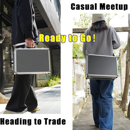 Multi color Card Storage Hard Case, Sports Card Collection Boxes,Trading Cards Cabinet, Card Holder, Toploader Box (Gray, Large)