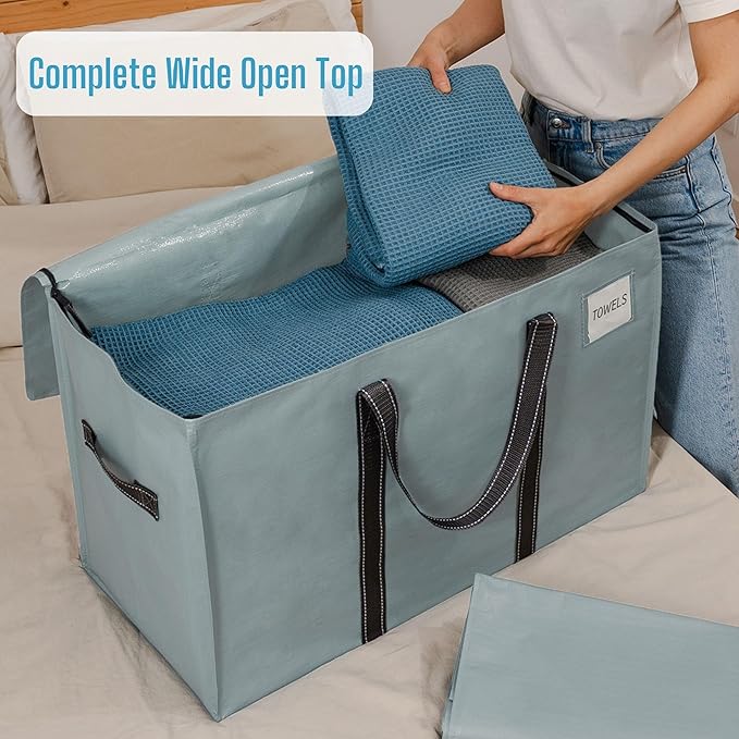 VENO 8 Pack Moving Bags, Heavy Duty, Moving Boxes Alternative, Packing Storage Supplies for Dorm Room Essentials with Zipper for Clothes, Extra Large Totes for Packaging (Light Blue Matte, 8 Pack)