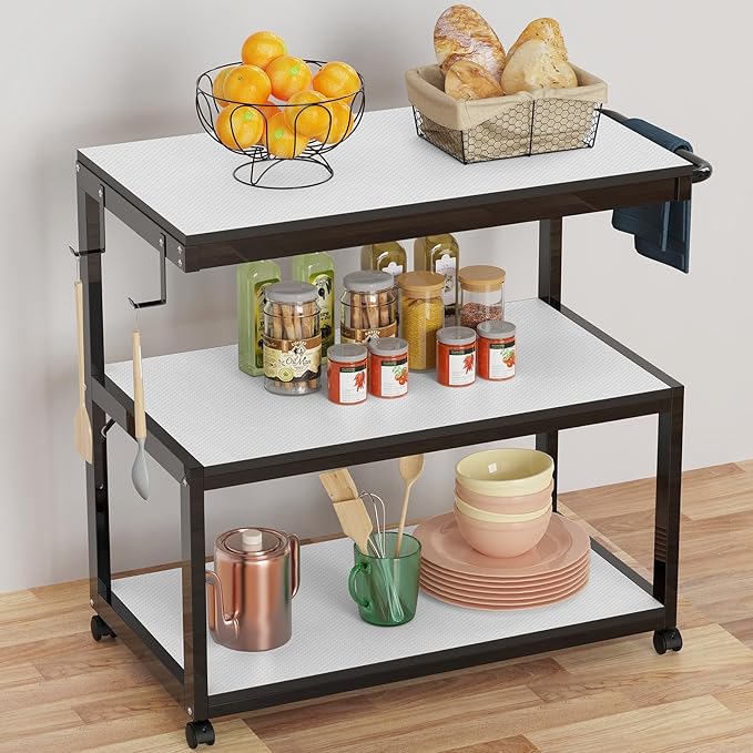 White Shelf Liners for Kitchen Cabinets Non Adhesive Drawer Liner for Bathroom Waterproof Refrigerator Liners for Shelves Fridge Plastic Mats Cabinet Cupboard Liner 11.8 x 236.2 Inches x 2 Rolls