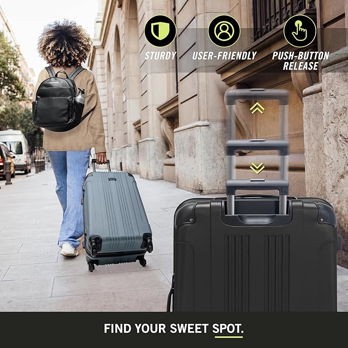 Kenneth Cole REACTION Out of Bounds Lightweight Hardshell 4-Wheel Spinner Luggage, Midnight Black, 2-Piece Set (20" & 28")