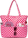 LEDAOU Large Beach Tote Bag Women Waterproof Sandproof Zipper Beach Tote Bag for Pool Gym Grocery Travel with Wet Pocket