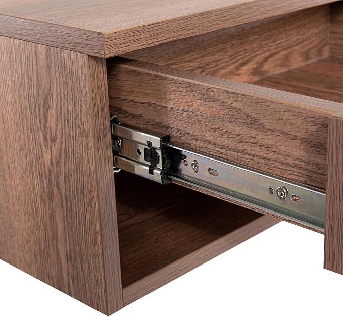 JONATHAN Y NST2002A Ettore 15.71" Mid-Century Modern Floating Wall Mounted Nightstand with Soft-Close Drawer and Cable Hole, Dark Brown