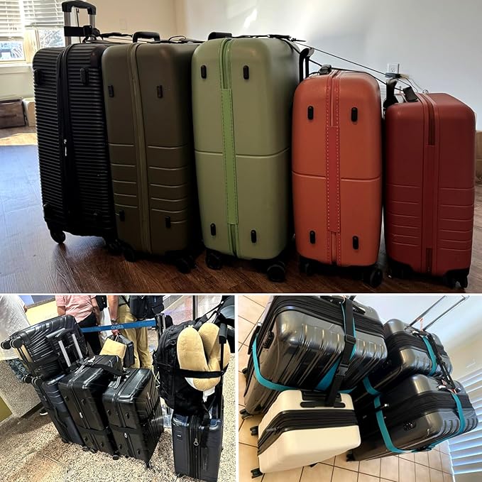 4Pack Luggage Straps for Suitcases, Travel Connector for Carry On Bag, Add Bag to Connect Two Suitcases, Adjustable Belt Attachment Accessories for Connect Your 3 Luggages, Rose