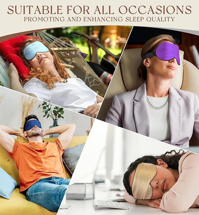 HiRui Silk Sleep Mask, 100% Natural Mulberry Silk of Double-Sided & Inner-Filling, Ultra-Smooth Soft, Adjustable Strap, Blocks Light for Night Sleeping, Travel, Office Naps (Pink)