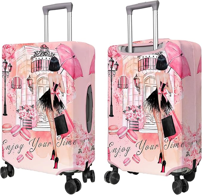 Travel Luggage Cover Suitcase Protector Fits 18-32 Inch Wheel Covers PatternedTravel Related Items Flower Luggage Protector Elastic L