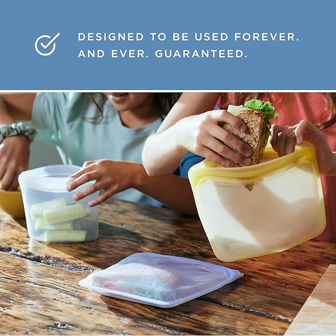 Stasher Premium Silicone Reusable Food Storage Stand-Up Mini Bag, Aqua, Microwave, Sous Vide, Dishwasher, Oven and Freezer Safe, BPA Free, Leak-free, Eco-friendly, 28 Oz