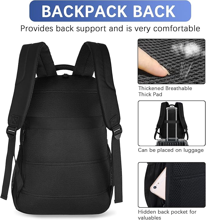 LARIPOP Extra Large Backpack,17.3 Inch Business Laptop backpack for Men Women with USB Charging Port,Water-Resistant Laptopack Weekender Daypack for Work College Computer