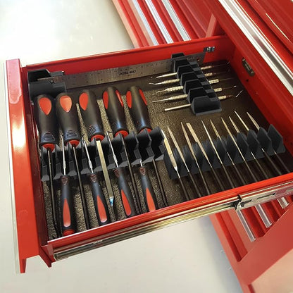 Makerfire 40PCS Magnetic Wrench Organizer for Tool Box Drawer Organization and Storage, Modular Wrench Holder/Rack Set with Metric & SAE Labels (Black)