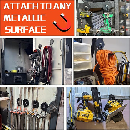 ULIBERMAGNET Heavy Duty Magnetic Hooks,Strong Large Magnet Hooks for Power Drill,Garden Tools, Hose,Pegboard,Garage, Workshop,2 Pack Magnetic Storage Hooks for Indoor Outdoor Hanging(Gray)