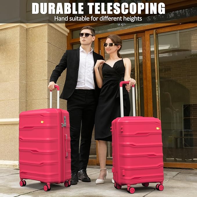 28 Inch Luggage with Spinner Wheels, Large Hard Shell Suitcase, Lightweight PP Luggages with TSA Lock, Checked-Large Suitcases 28-Inch, Red