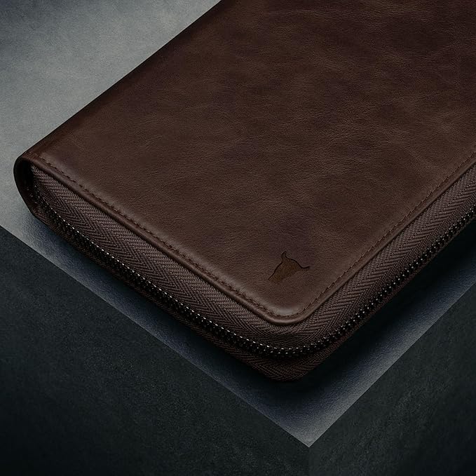 TORRO Premium Leather Family Travel Wallet, RFID Blocking Travel Organizer, Family Passport Holder for 4 Passports, Travel Documents and Cards (Dark Brown)
