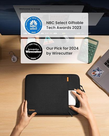 tomtoc 360° Protective Laptop Sleeve for 14-inch MacBook Pro M5/M4/M3/M2/M1 Pro/Max A3434 A3112 A3401 A3185 A2992 A2918 2025-2021, Water-Resistant Case Bag with Accessory Pocket for 13.8Surface Laptop