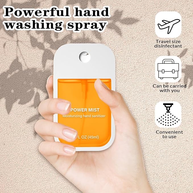 Power Mist Hydrating Hand Sanitizer Spray, Portable Travel-Size Hand Sanitizer Spray, 500-Sprays Each，Suitable for Both Adults and Children (Vanilla)