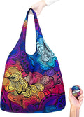 Nanobag Ultra-Lightweight Heavy Duty Foldable Tote for Women & Men, Reusable Grocery & Travel Bag, Packable Collapsible Compact Market Essential (XL Psychedelic)