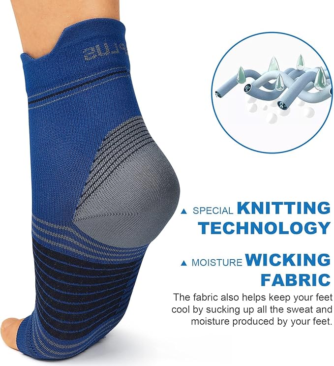 Plantar Fasciitis Sock (6 Pairs) for Men and Women, Compression Foot Sleeves with Arch and Ankle Support (Black, Nude, Navy, Large)