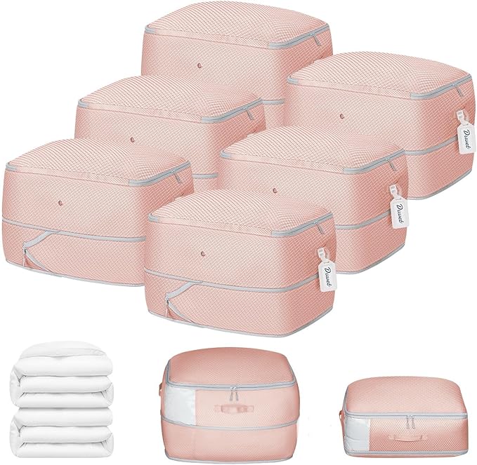 DIMJ Comforter Storage Bag 6 Pack - Blanket Storage Organizer Compression Bags, Large Capacity Ultra Space Saving Self Compression Organize for Bedding, Pillow, Duvet, Sheet Storage with Zipper Window