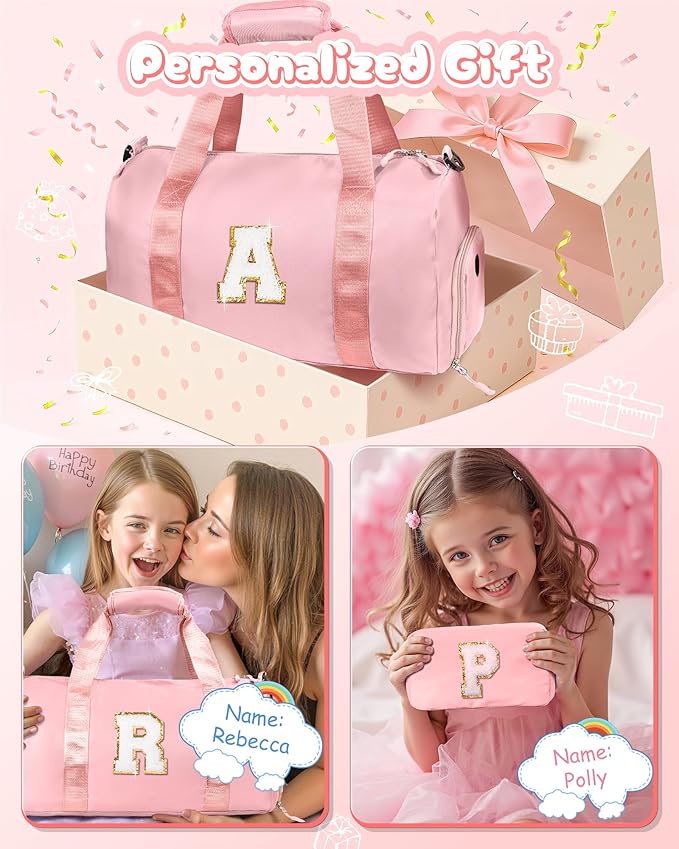 Birthday Gift for Granddaughter-Girl Gym Bag with Shoe Compartment, Kid Personalized Weekender Overnight Bags, Initial Travel Tote with Makeup Pouch, Christmas Gifts for Girls (Letter Z)