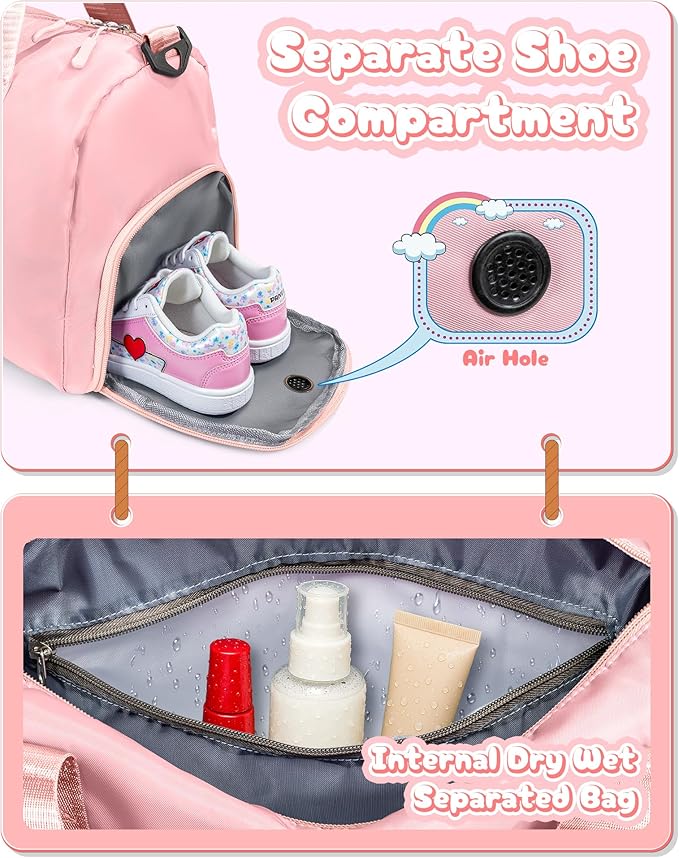 Christmas Gifts for Kids-Girl Gym Bag with Shoe Compartment, Kid Personalized Weekender Overnight Bags, Initial Travel Tote with Makeup Pouch, Graduation Gift for Girls (Letter Y)