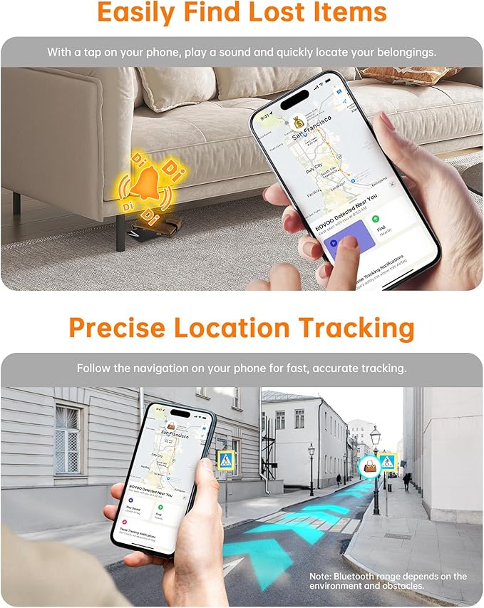 NOVOO Air Locator Tag (iOS Only) Wallet Tracker Card with Apple Find My, Smart Card Bluetooth Tracker, 6 Years Battery, IP68 Waterproof, 1.6mm Keys Finder and Item Locator for Keys, Bags, Passport