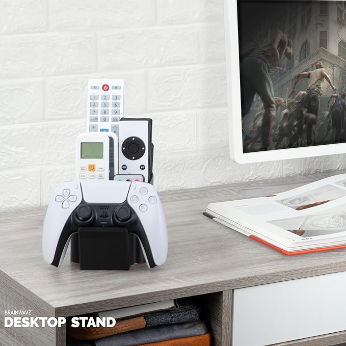 BRAINWAVZ Game Controller, Remote Control Holder & Pen Organizer, Ideal for Side Tables & Desktops (For 3 to 5 Remotes, 1 Game Controller, Pens & Stationery)