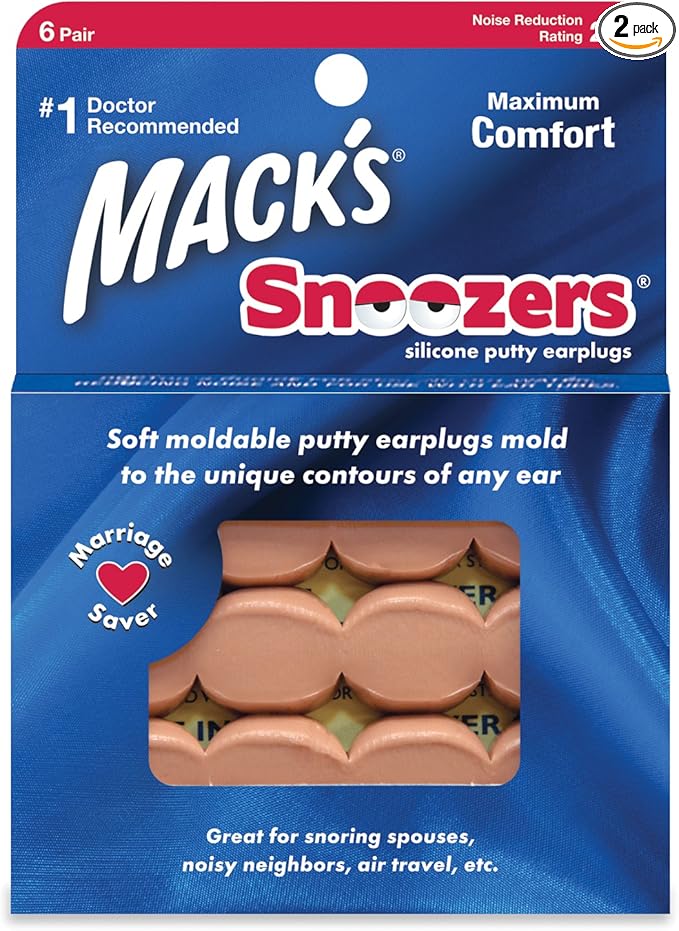 Macks Snoozers Silicone Putty Earplugs, 6-Pair (Pack of 2)