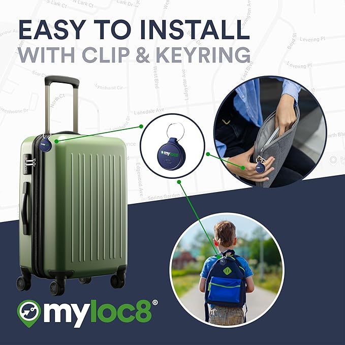 Highly Precise GPS Tracker for Keys, Backpack, Luggage & Kids – Built-in SIM, SOS Button - Smart Tag with Real-Time Tracking, Waterproof, iOS & Android Locator Device (4 Months Subscription incl)
