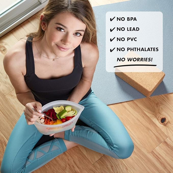 Zip Top Reusable Food Storage Bags | Small Dish [Frost] | Silicone Meal Prep Container | Microwave, Dishwasher and Freezer Safe | Made in the USA