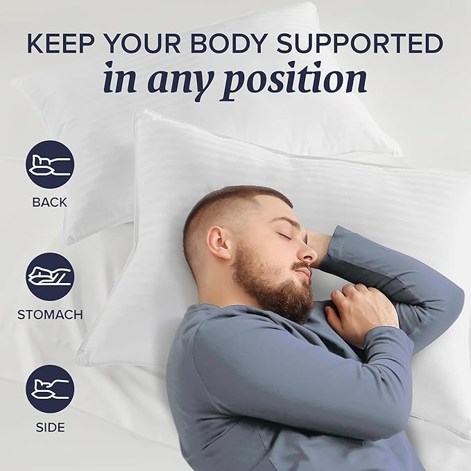 Beckham Hotel Collection Bed Pillows King Size Set of 2 - Down Alternative Bedding Gel Cooling Big Pillow for Back, Stomach or Side Sleepers