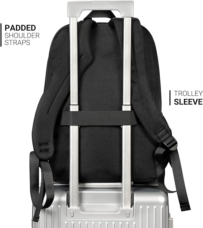 ZORFIN 26L Black Backpack for College, and Travel: Water Resistant Bookbag