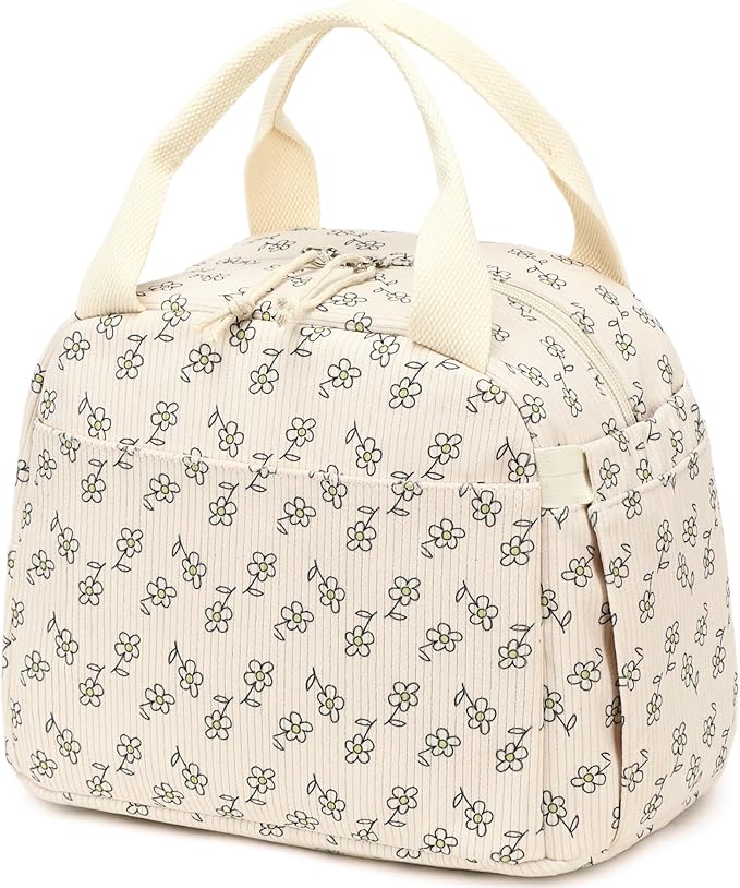 Bluboon Lunch Bag for Women Men Cute Corduroy Lunch Tote Bags Reusable Insulated Lunch Box Large Capacity Reusable Insulated Cooler for Work Picnic or Travel