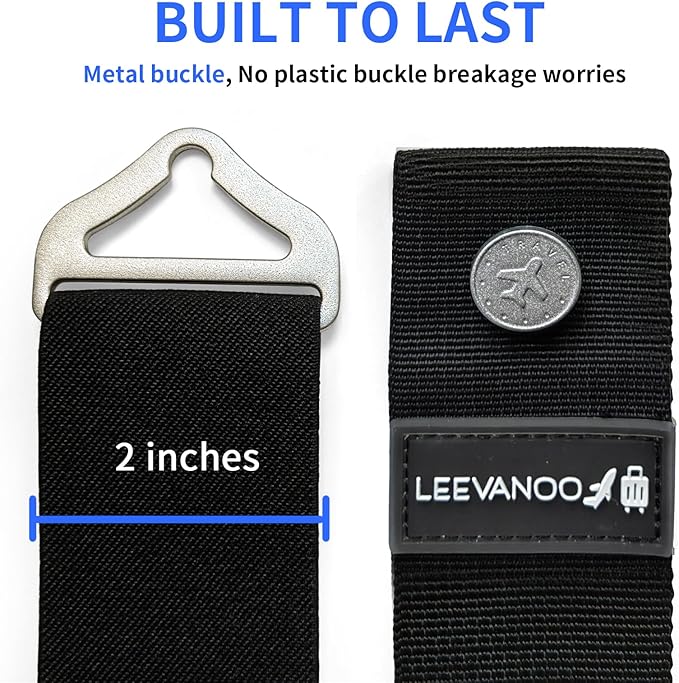 Luggage Straps for Suitcases Add a Bag Luggage Strap,2-in-1 Travel Belt for Luggage Straps Travel Belt Over Handle for Carry On Bag Adjustable Suitcase Belts Airport Travel Accessories Black