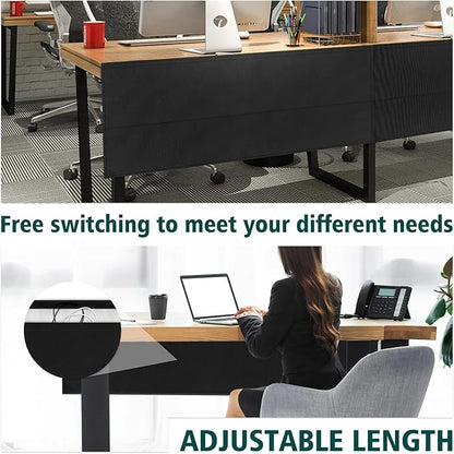 60" Under Desk Privacy Panel with Cable Management Organizer Sleeve Self-Adhesive Modesty Panel for Cord Organizer Pockets and Desk Skirt for Home Office or Standing Workstation
