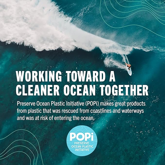 Preserve POPi Shave 5 Razor System Made with Recycled Ocean Plastic and 5-blade cartridge, Neptune Green