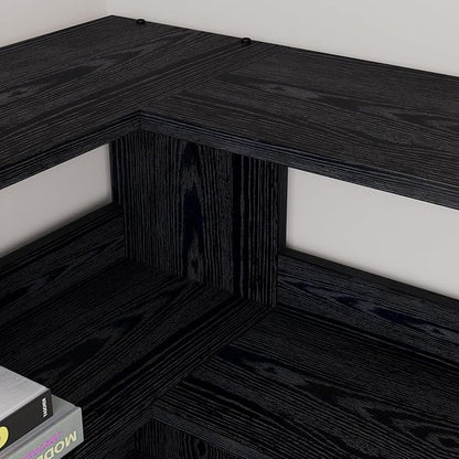 IRONCK Bookshelves 6 Tiers with Baffles Industrial Large Corner Etagere Bookcase Storage Display Rack for Living Room Home Office