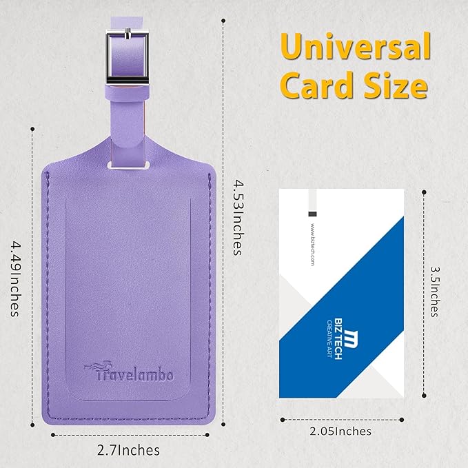 Travelambo Luggage Tags for Suitcases Faux Leather Privacy Protection 26 Pack Bag Tags Travel Accessories Essential, Classic Purple