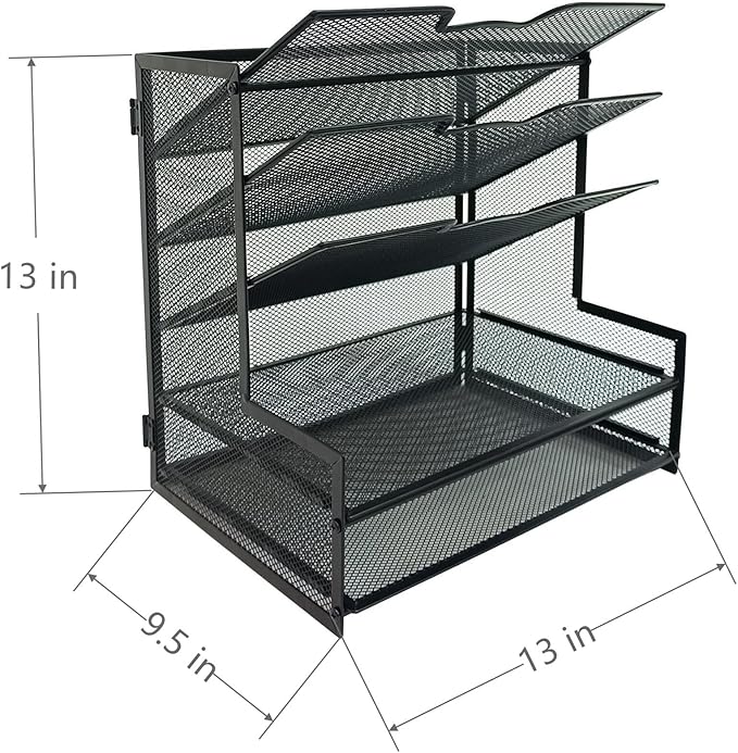 5-Tier Metal Desk Organizer, Office Desk Paper Organizer for Home Office, Black
