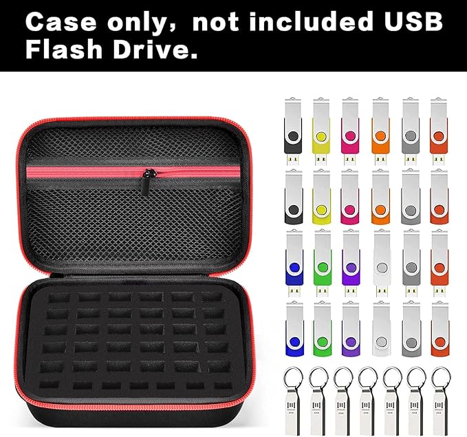 USB Flash Drive Case 37 Slots SD Cards Thumb Drive Memory Card Holder SD SDXC SDHC Card Storage Bag Electronic Accessories Organizer for SanDisk for Samsung for Inland for Netac(Case Only) (Red)