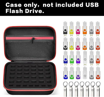 USB Flash Drive Case 37 Slots SD Cards Thumb Drive Memory Card Holder SD SDXC SDHC Card Storage Bag Electronic Accessories Organizer for SanDisk for Samsung for Inland for Netac(Case Only) (Red)