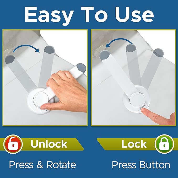 Baby Toilet Lock by Wappa Baby - 9"L x 4"W - Ideal Baby Proof Toilet Lid Lock - No Tools Needed Easy Installation with 3M Adhesive - Top Safety Toilet Seat Lock - Fits Most Toilets - White (1 Pack)