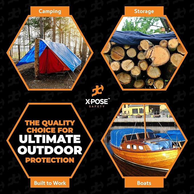 Better Blue Poly Tarp 10' x 20' - Multipurpose Protective Cover - Lightweight, Durable, Waterproof, Weather Proof - 5 Mil Thick Polyethylene - by Xpose Safety