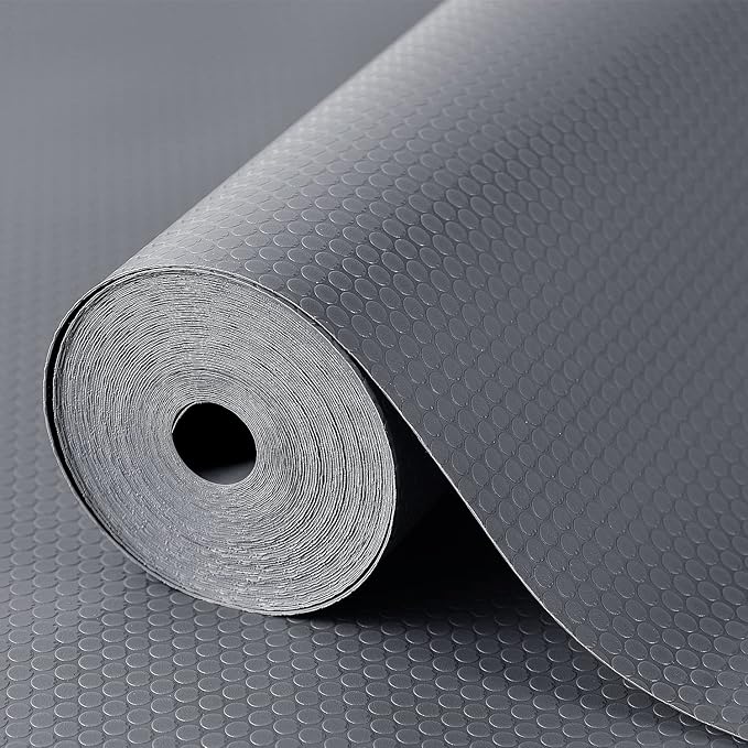 Shelf Liners for Kitchen Cabinets Refrigerator Liners Waterproof & Oil-Proof Kitchen Cupboard Liner Non-Slip Drawer Mats Non Adhesive Fridge Liner for Shelves - Grey 23.6 x 236.2 Inches