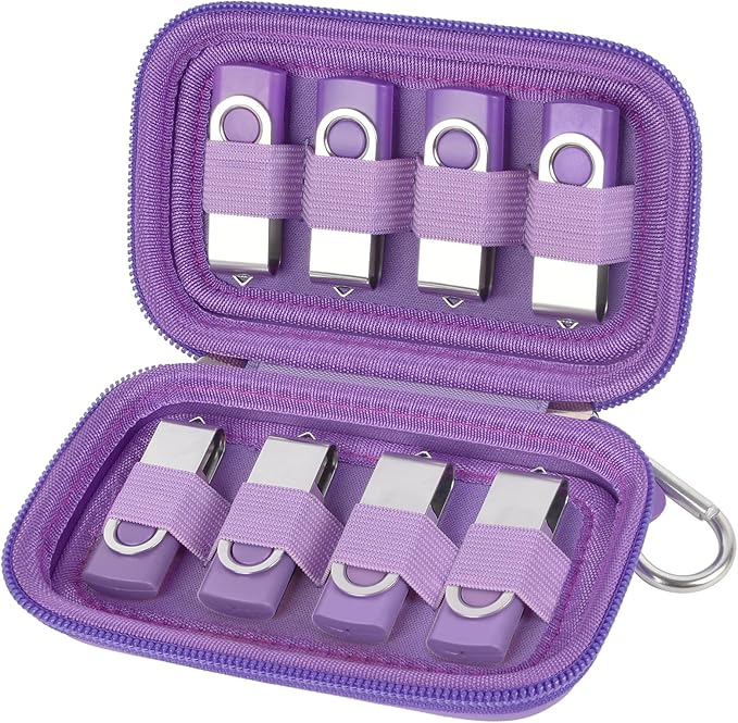 USB Flash Drive Case, SD Card Holder Compatible with Thumb Drive, Memory Cards, SDXC SDHC Storage Bag, Electronic Accessories Organizer for SanDisk for Samsung for Inland (Purple)
