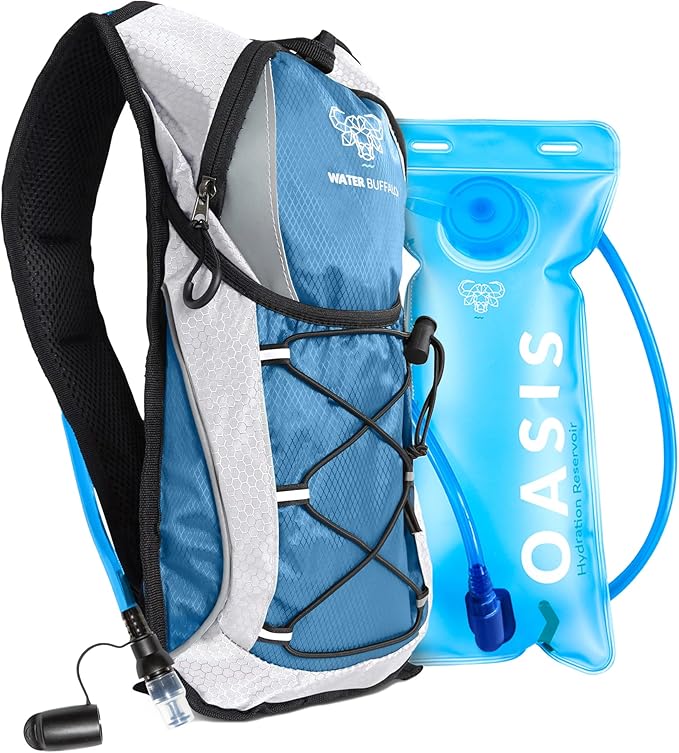 Water Buffalo Hydration Backpack - Lightweight Hydration Pack with 2L Water Bladder - Water Backpack for Hiking, Running, Biking, and Raves - Road Runner 12L Hydropack Backpack