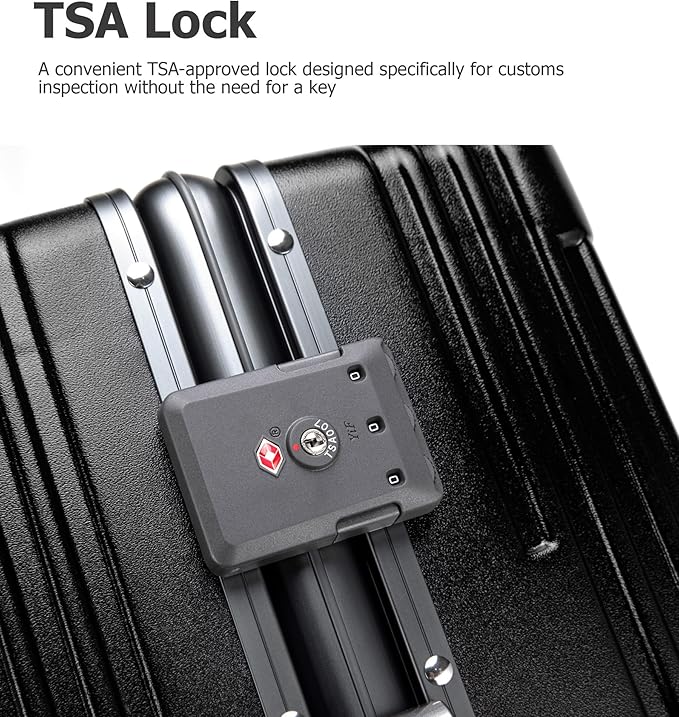 feilario 24in Aluminium Frame PC Hard Shell Spinner Wheels Luggage, Built-In TSA lock Carry on Suitcase, with Cup Holder, USB Port, Phone Holder